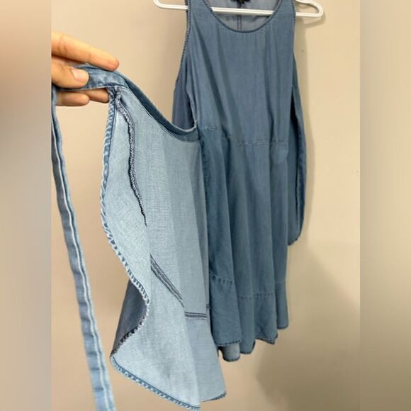 Express Denim Wrap Long Sleeves Dress - Picture 4 of 9